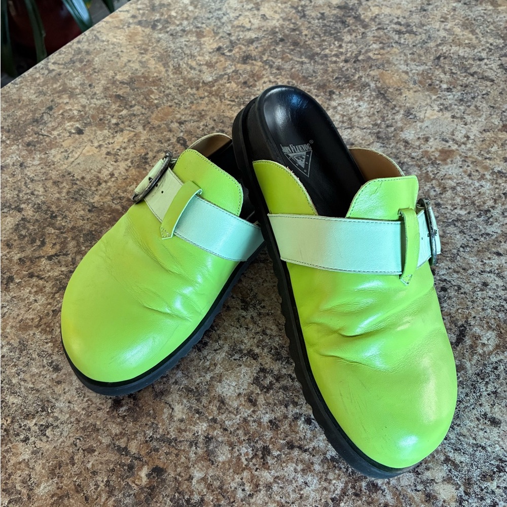 Lime Green Leather Slip-On Shoes